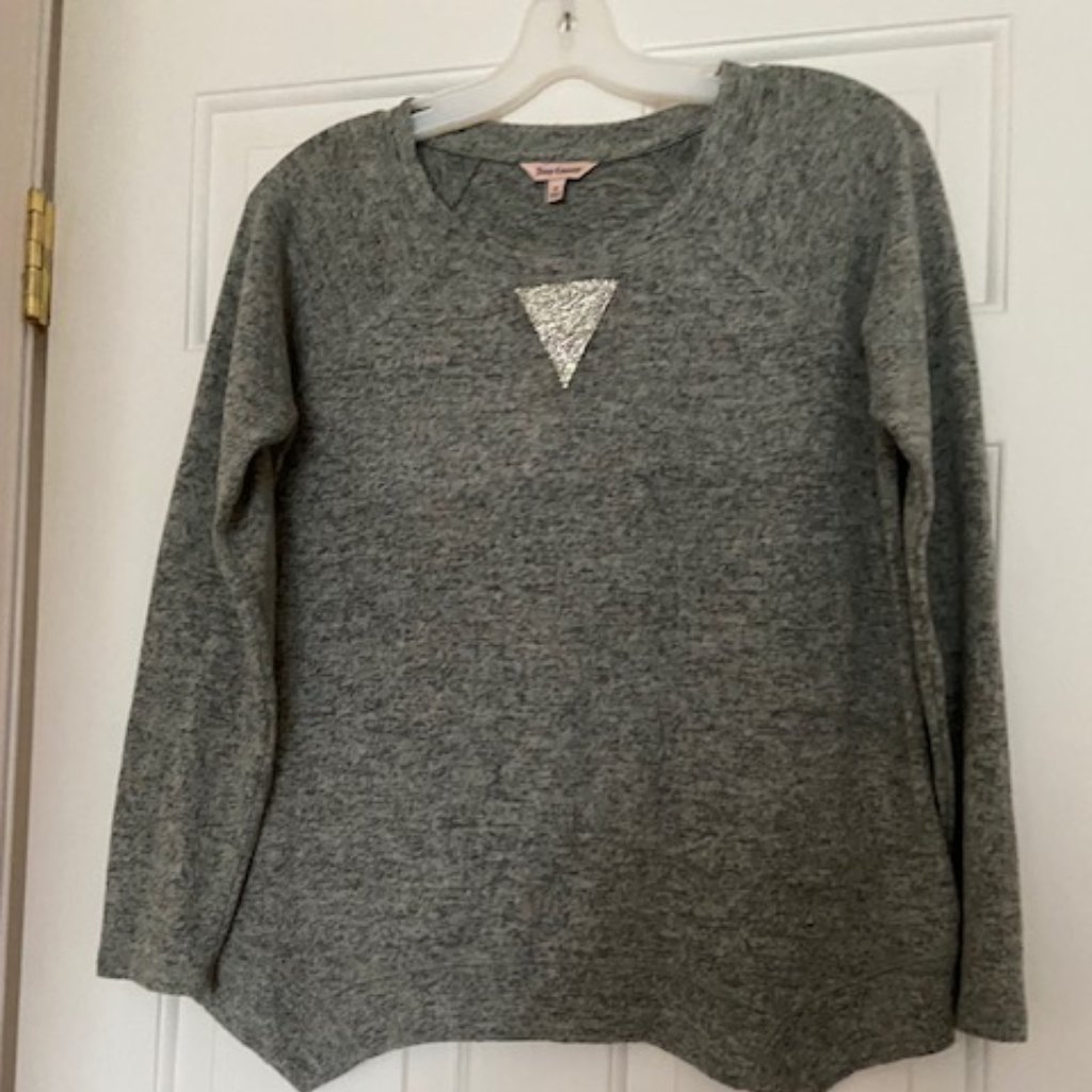 Juicy Couture Quality Brand Women Top Gray Sz M Long Sleeves Beads